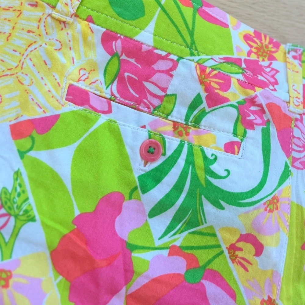 Lilly Pulitzer Fields Forever Mid Rise Callahan Shorts 100% Cotton Size 8 - Picture 10 of 10
